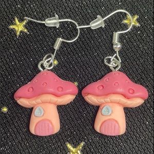 🍄 Earrings Mushroom House Fairycore Goblincore Cottagecore Pink Kawaii Cute
